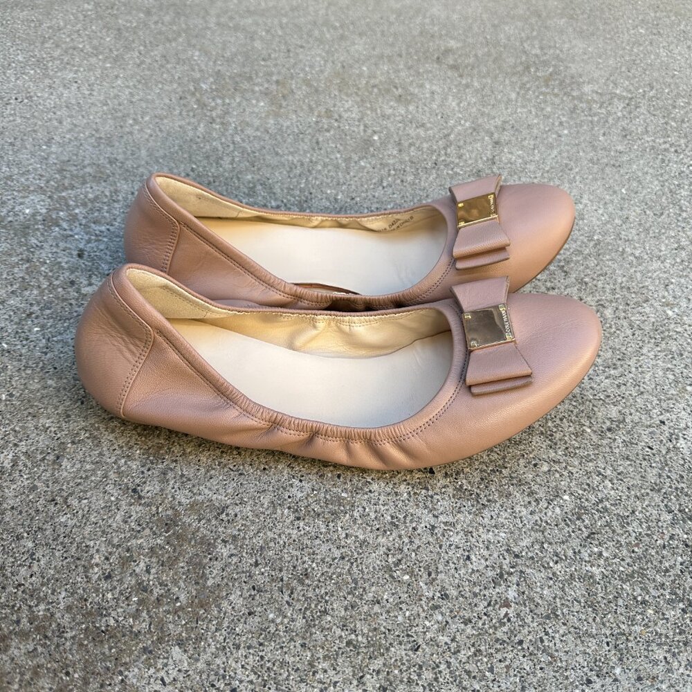 Cole Haan Women's Tali Bow Ballet Flats Cream Leather Size 11B